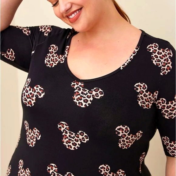 NWT TORRID TUNIC TOP MICKEY MOUSE SHIRT LEOPARD PRINT ANIMAL PRINT  Plus Size 4X - Picture 7 of 9